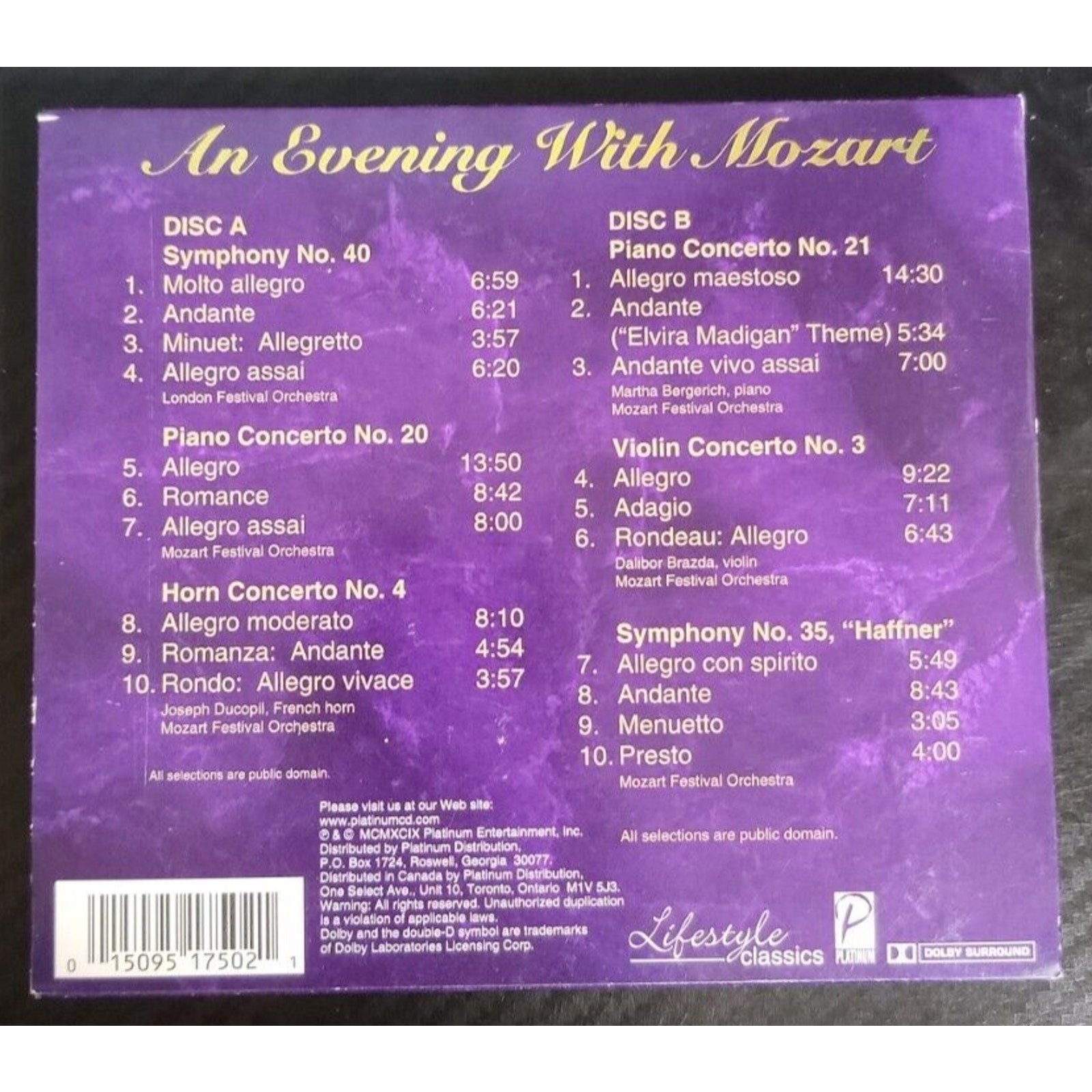 An Evening With Mozart CD