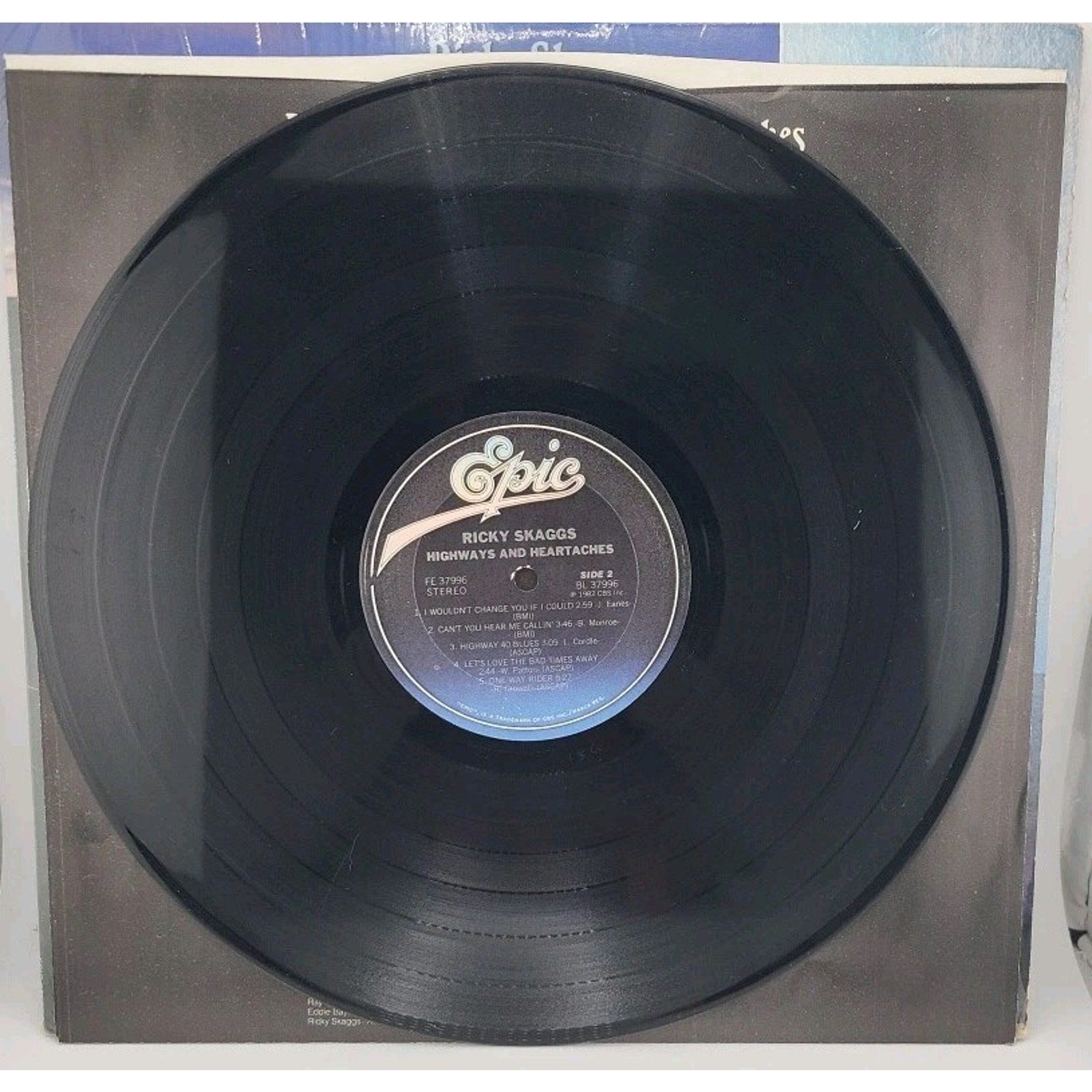 1982 Ricky Skaggs "Highways and Heartaches" Vinyl LP Epic (FE 37996)