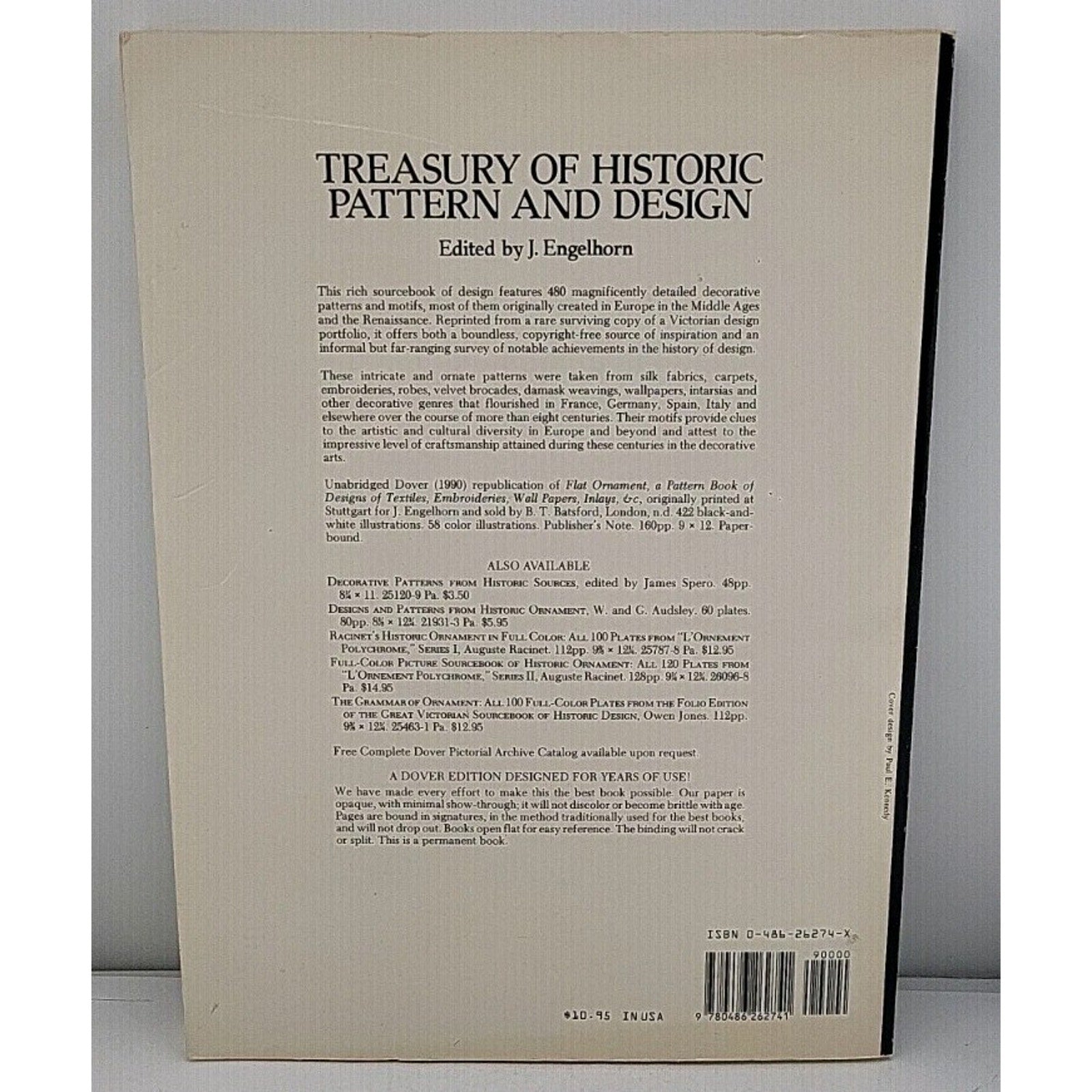 Treasury of Historic Pattern and Design by J. Engelhorn (1990, Trade Paperback)