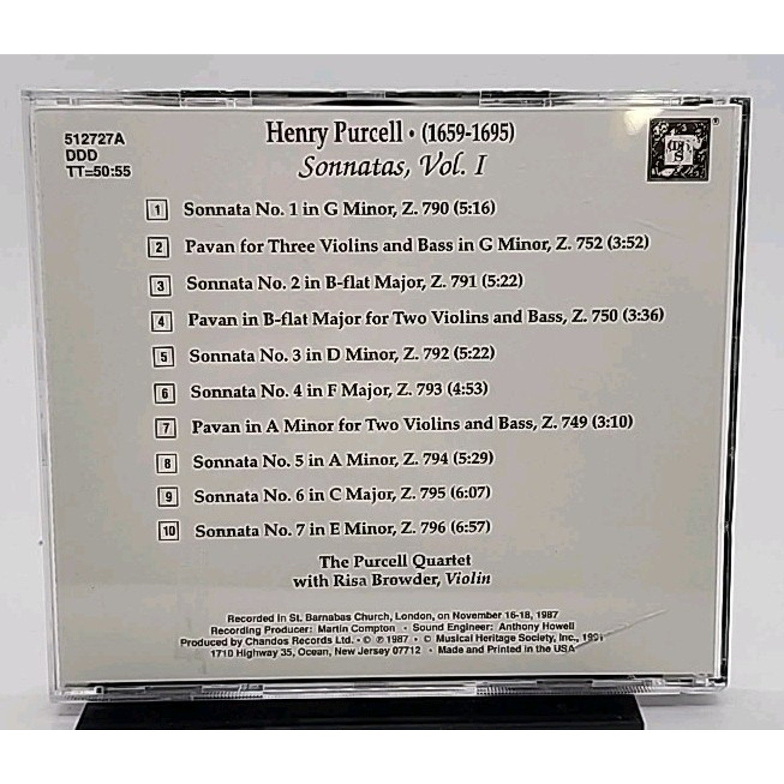 Henry Purcell - Purcell Quartet: Sonnatas, Volume I (MHS) CD