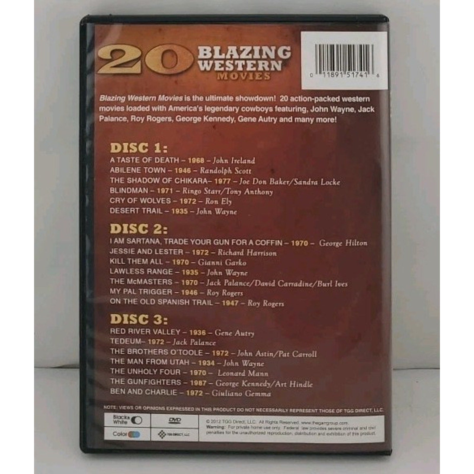 20 Blazing Westerns (DVD, 2013, 3-Disc Set)