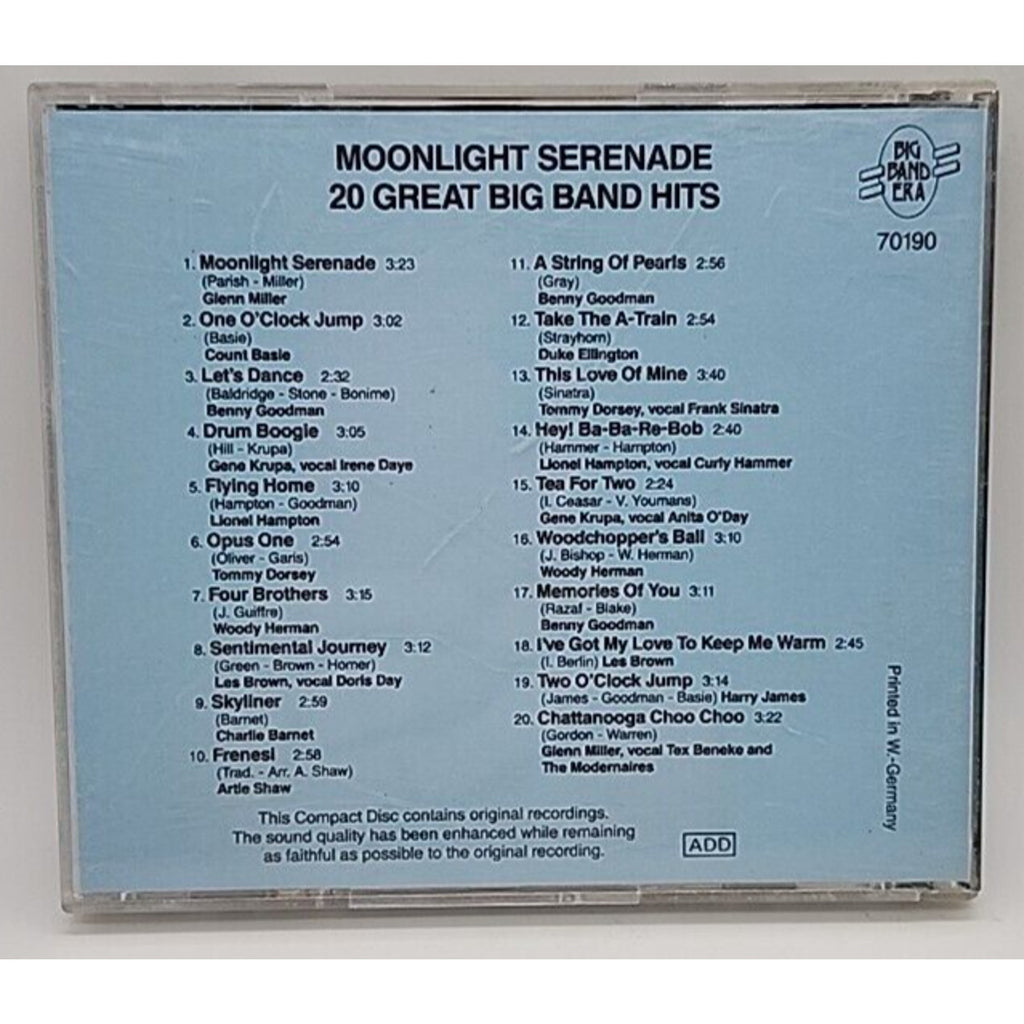 MOONLIGHT SERENADE 20 GREAT BIG BAND HITS VARIOUS ARTISTS CD