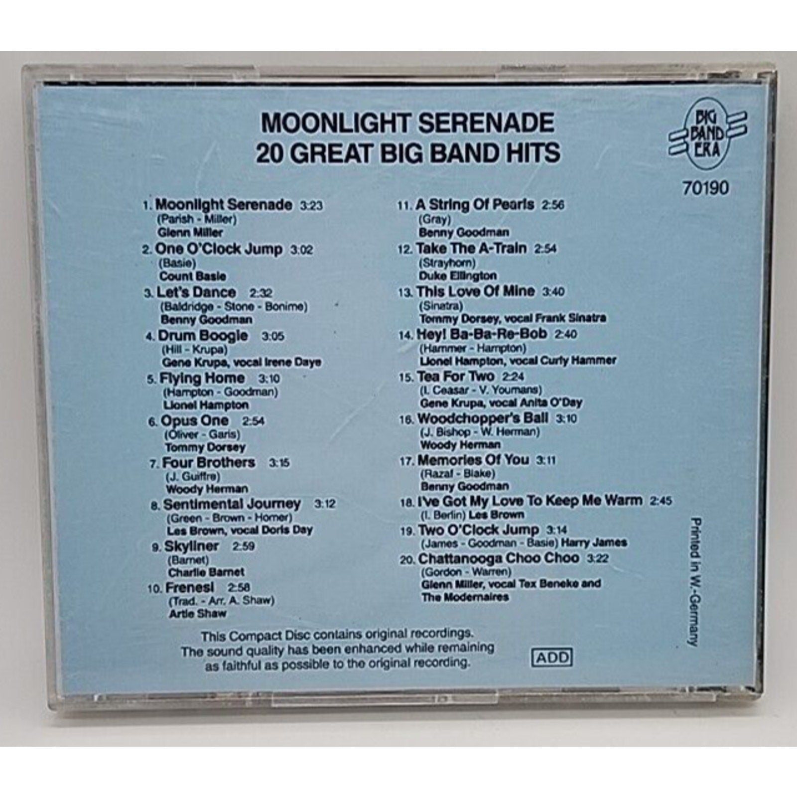 MOONLIGHT SERENADE 20 GREAT BIG BAND HITS VARIOUS ARTISTS CD