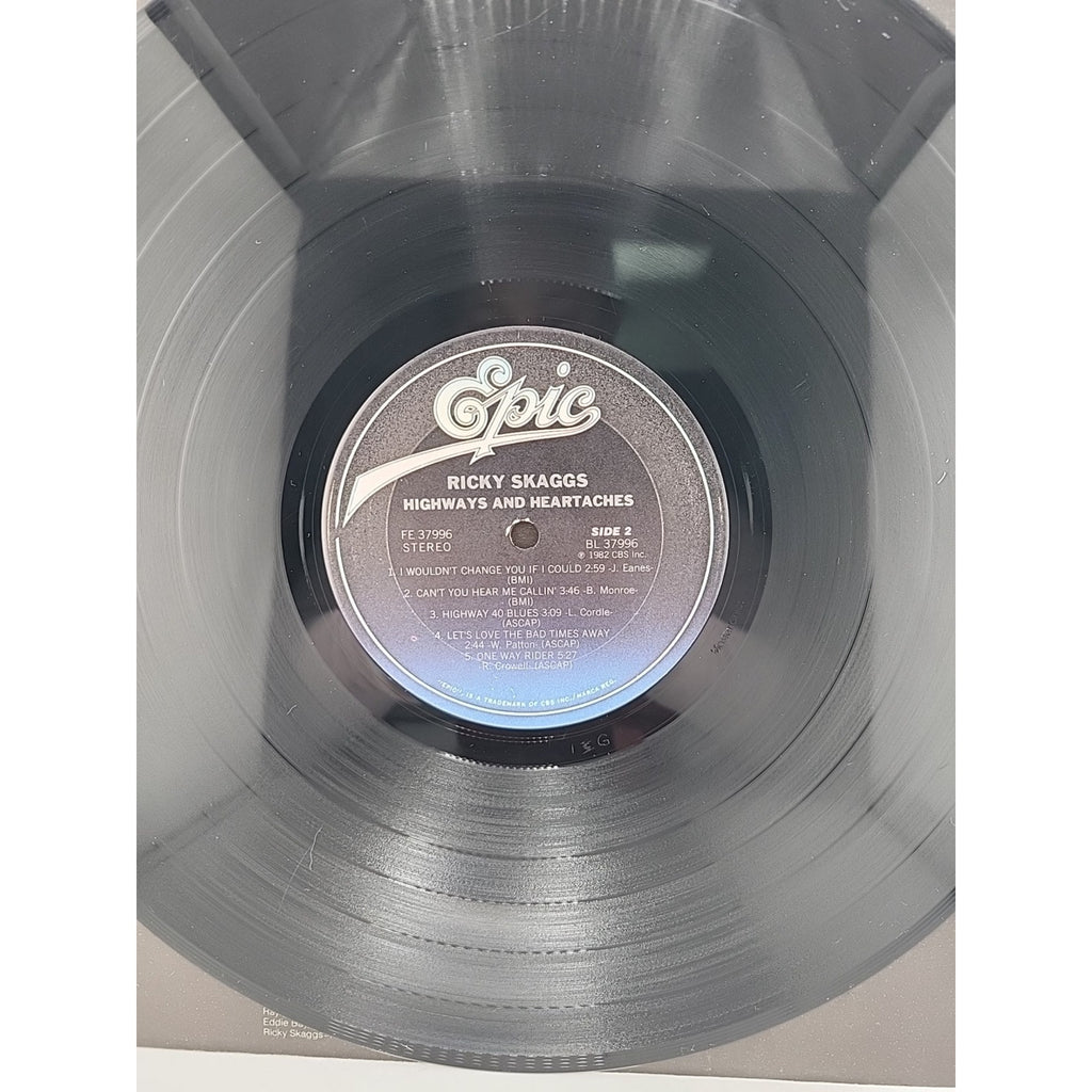 1982 Ricky Skaggs "Highways and Heartaches" Vinyl LP Epic (FE 37996)