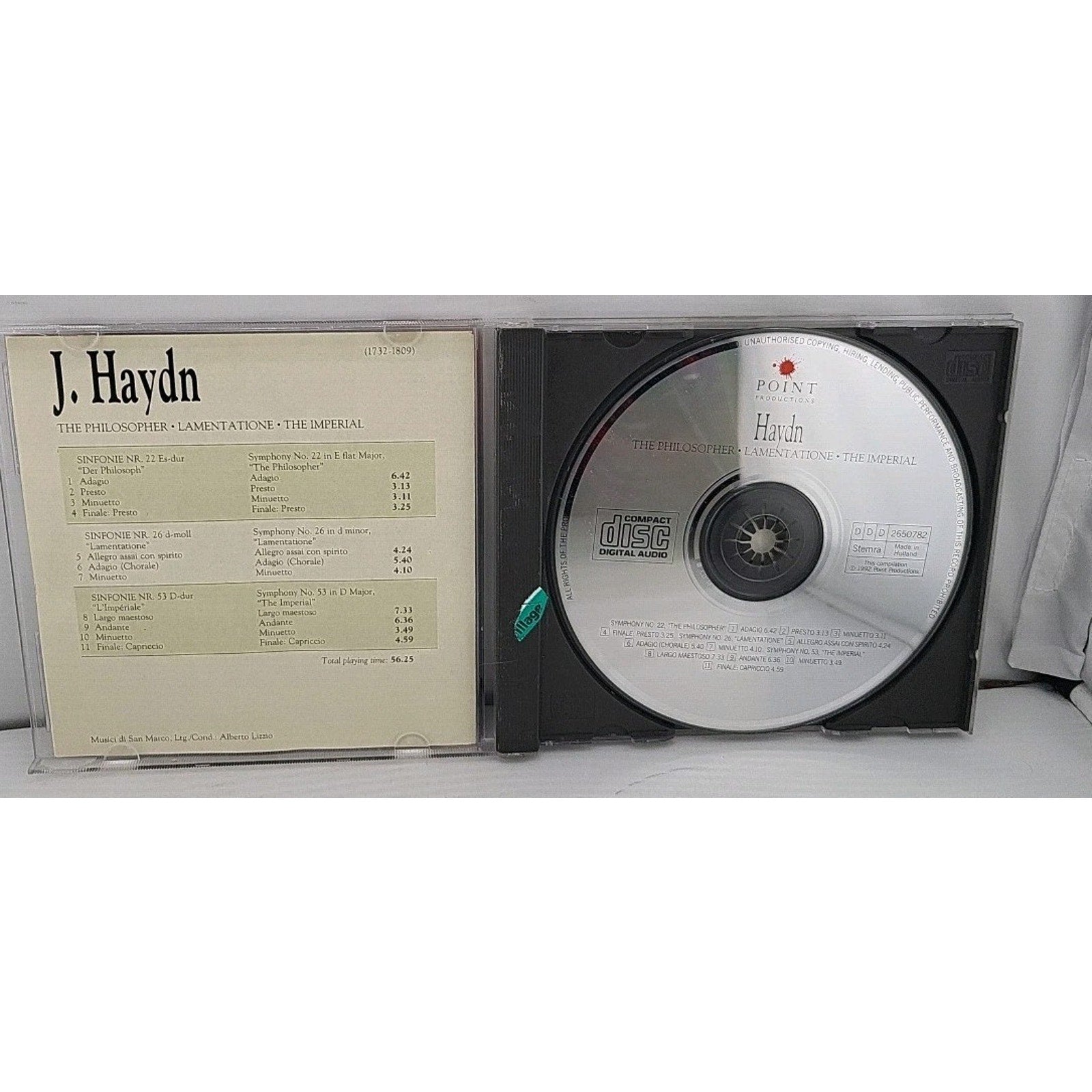 Haydn: The Philosopher Lamentation The Imperial CD, Symphony NO. 22 26 53
