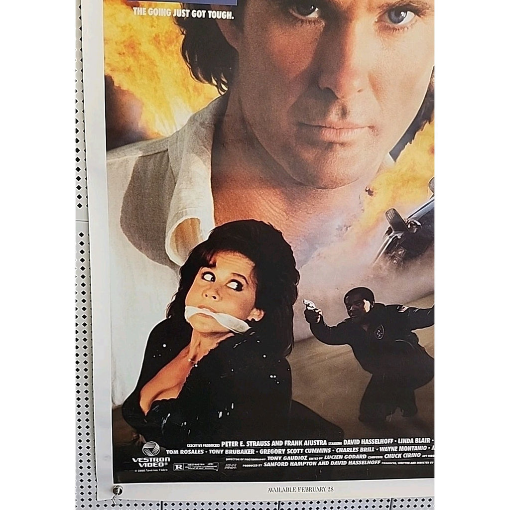 1990 Bail Out Starring David Hasselhoff & Linda Blair Video Movie Poster 27x40