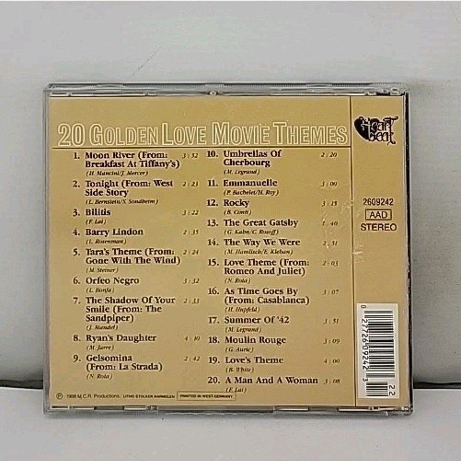 20 Golden Love Movie Themes CD 1997 Moon River Tonight Bilitis Emmanuelle