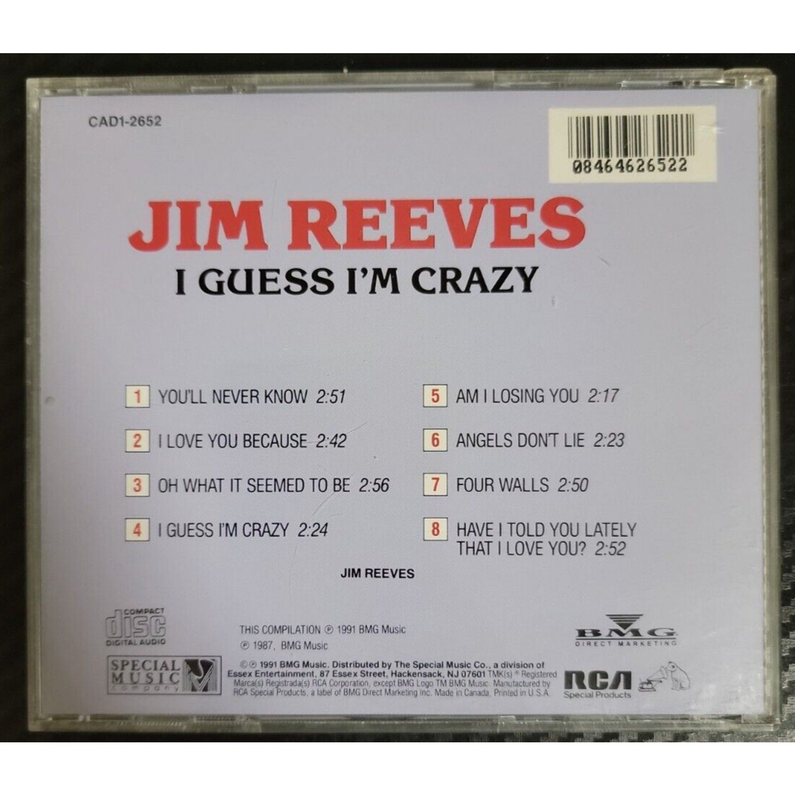 I Guess I'm Crazy by Jim Reeves (CD, RCA Camden Classics)