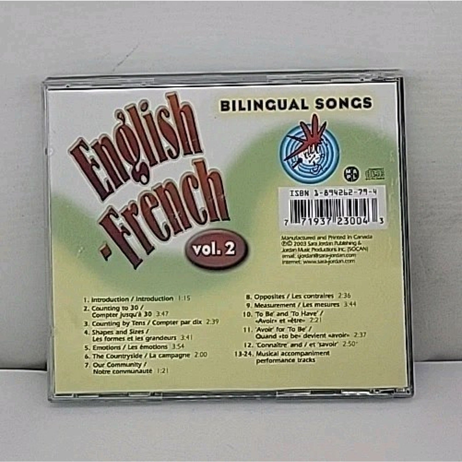 Bilingual Songs: English-French 2 by Sara Jordan (CD, 2009)