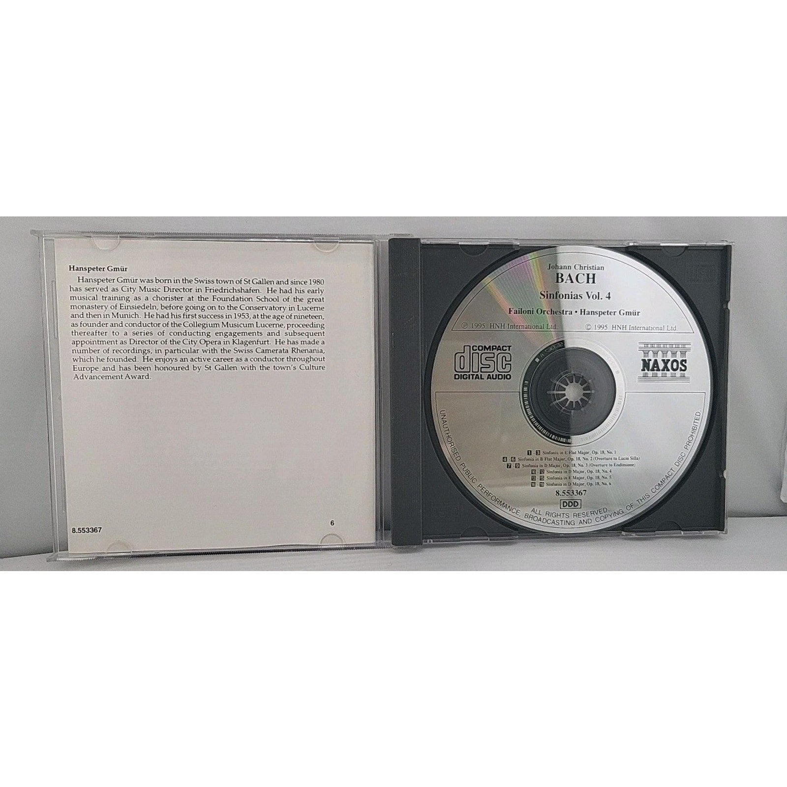 Sinfonias Vol. 4 by Bach, J.S. / Gmur / Failoni Orchestra (CD, 1996)