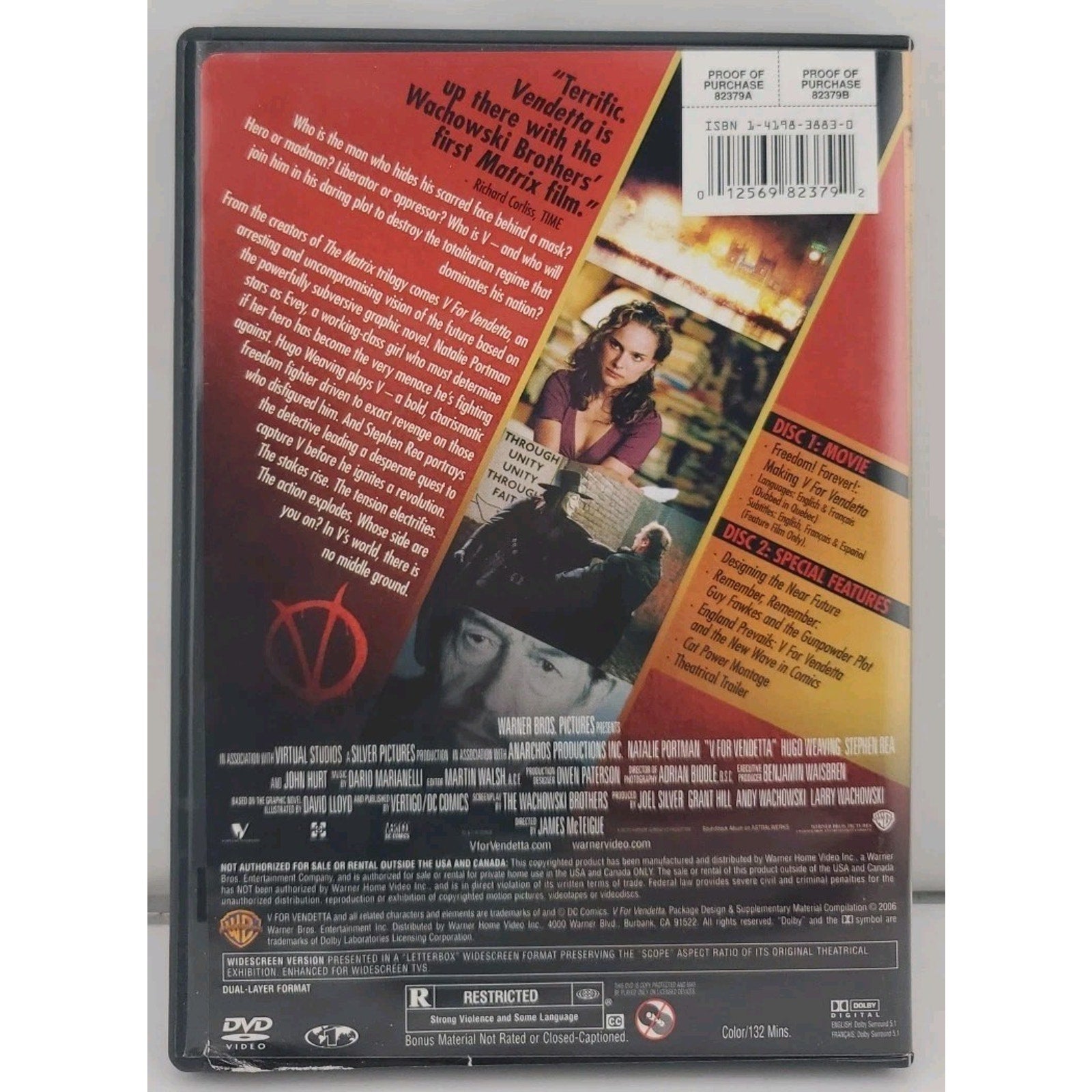 V For Vendetta (DVD, 2006, 2-Disc Set, Special Edition)
