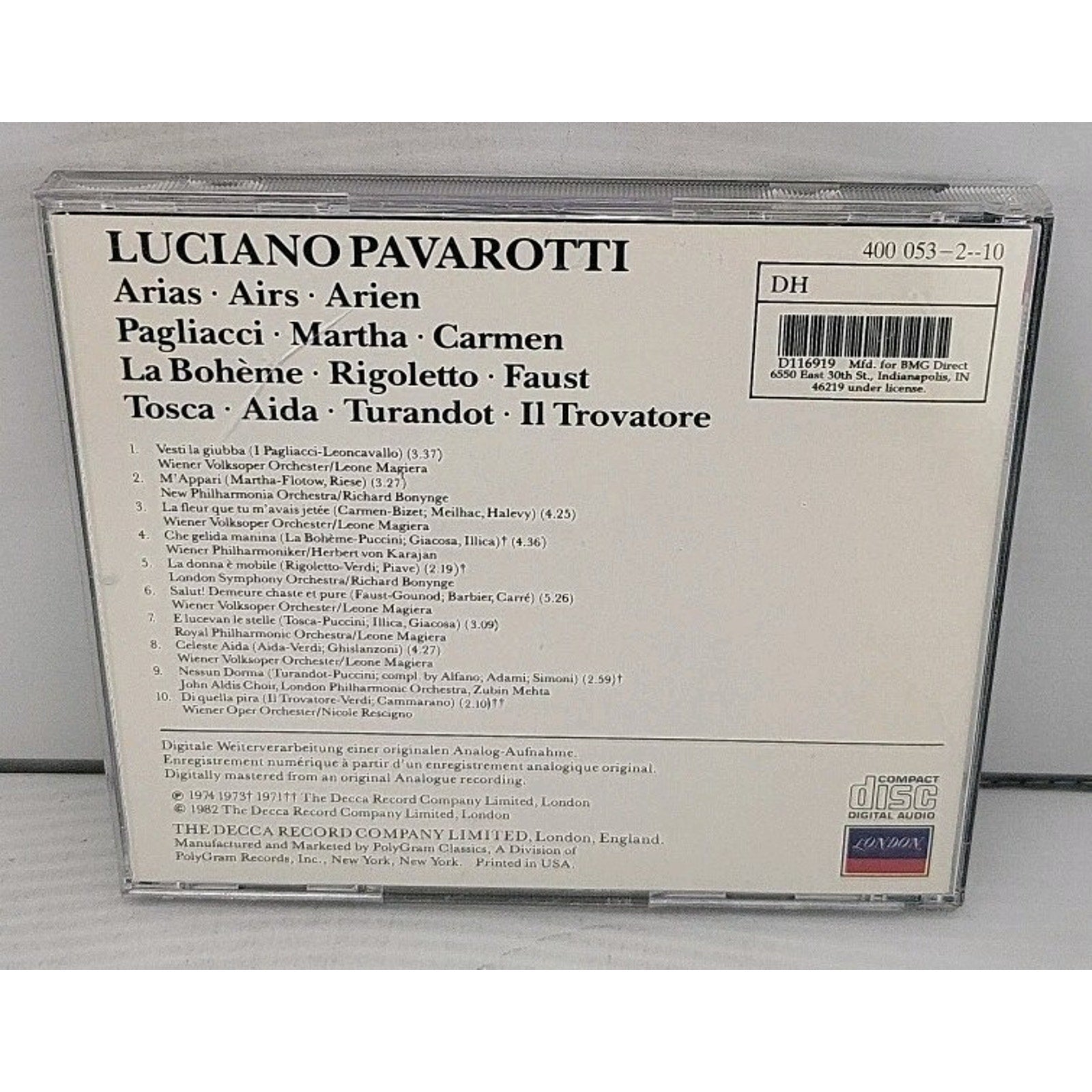 Favorite Tenor Arias by Pavarotti, Luciano (CD, 1990)