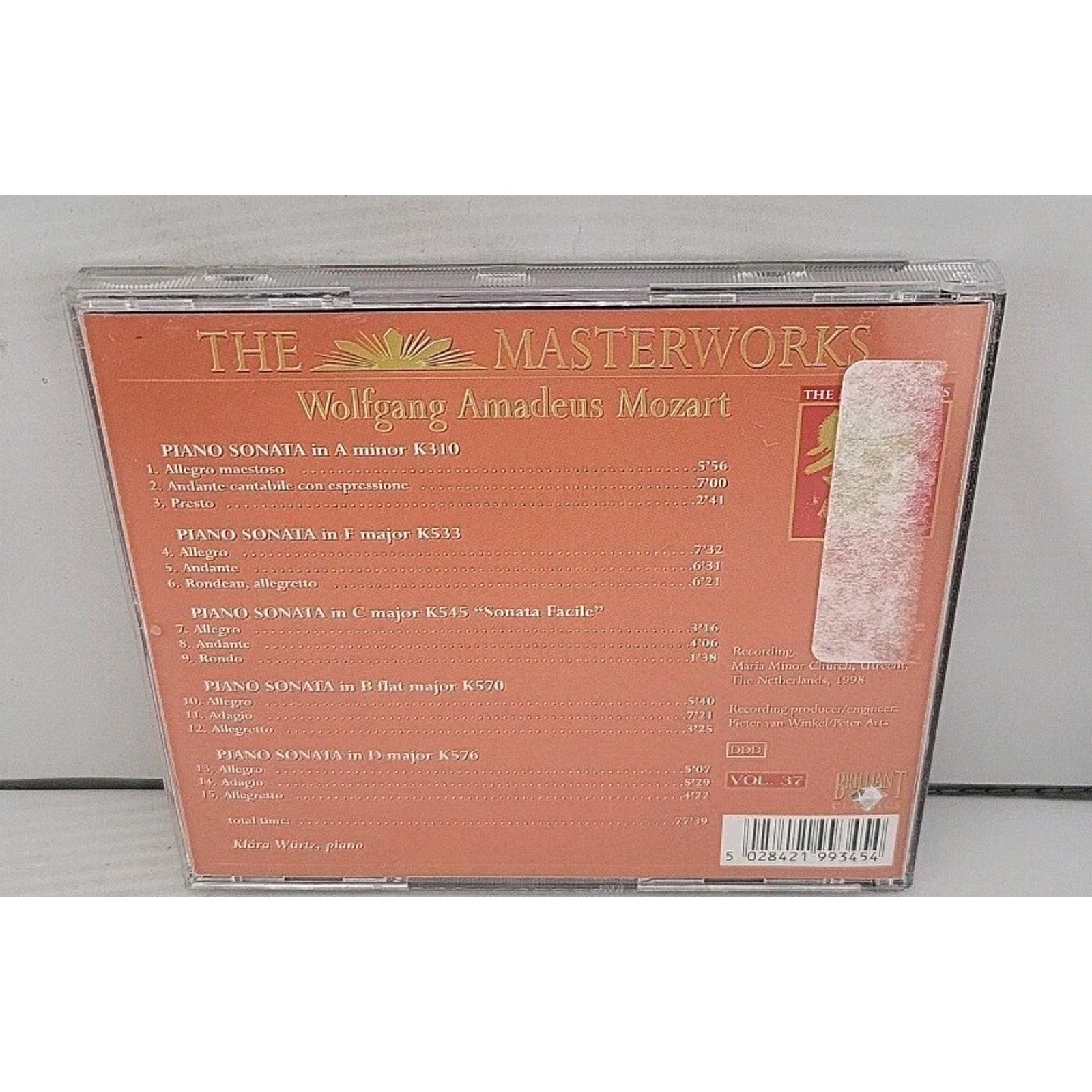The Masterworks - Wolfgang Amadeus Mozart Vol. 37 Piano Sonatas CD