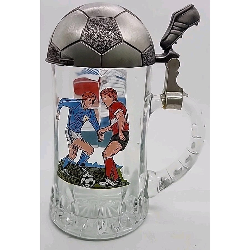 Vintage Beer Mug Beer Seidel Football 60's 50's Beer Mug Glass Tin