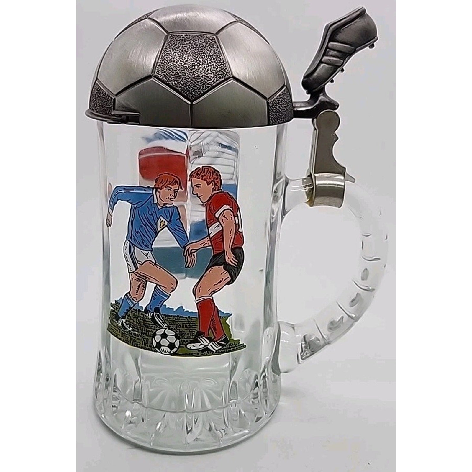 Vintage Beer Mug Beer Seidel Football 60's 50's Beer Mug Glass Tin
