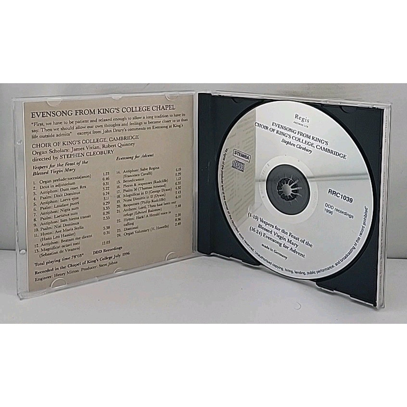 Evensong From King's College Chapel By Stephen Cleobury CD