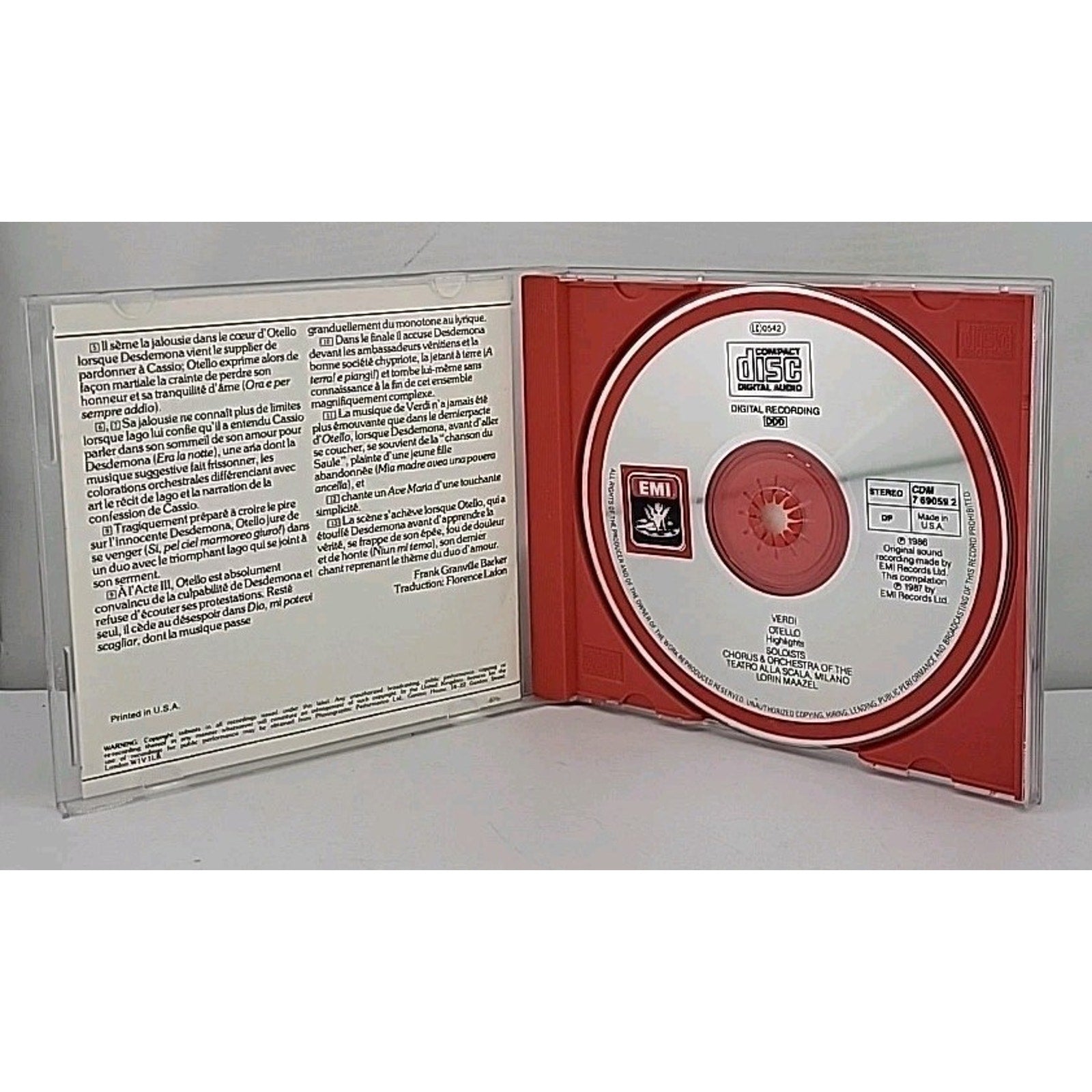 Verdi: Otello EMI Domingo La Scala Maazel Classical CD