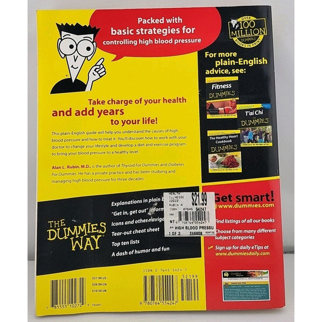 High Blood Pressure for Dummies by Alan L. Rubin (2002, Trade Paperback)