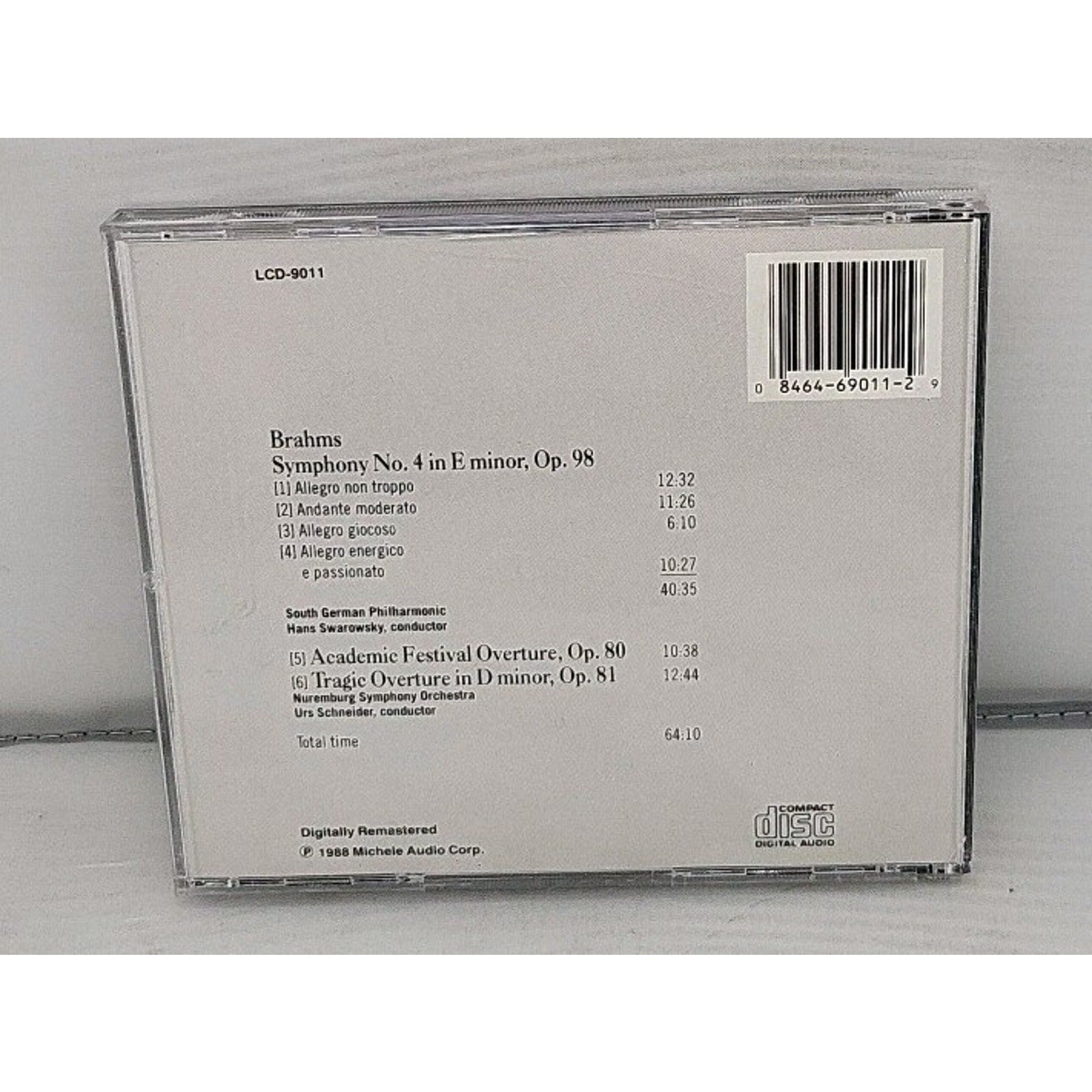 Scarborough Classics Brahms Symphony No. 4 Academic Festival (Music CD 1988)