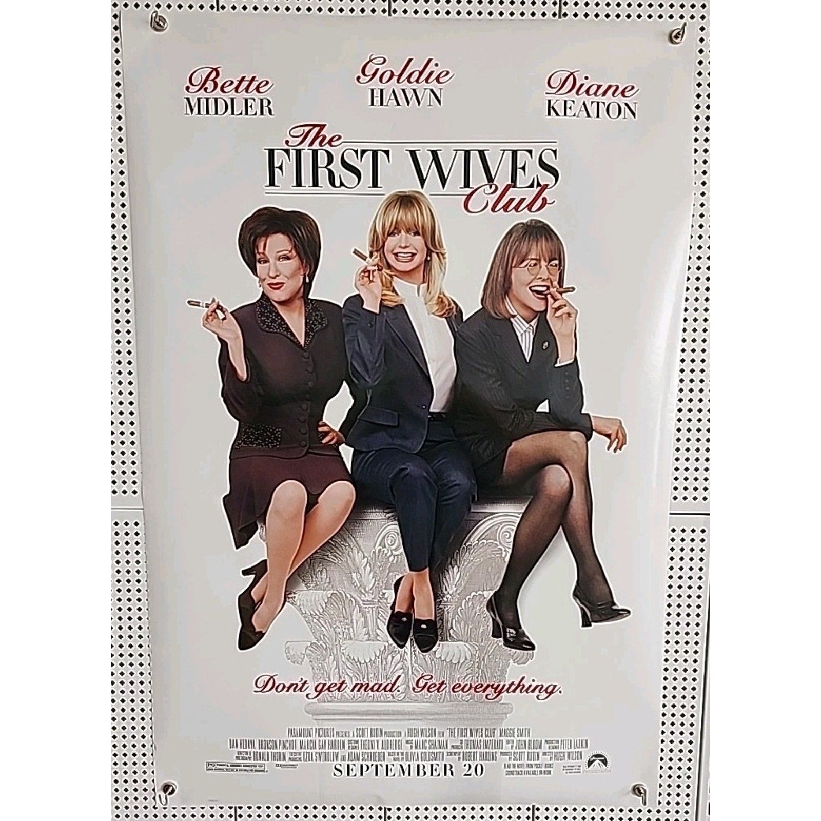 First Wives Club Movie Poster 27x40 Bette Midler, Goldie Hawn, Diane Keaton