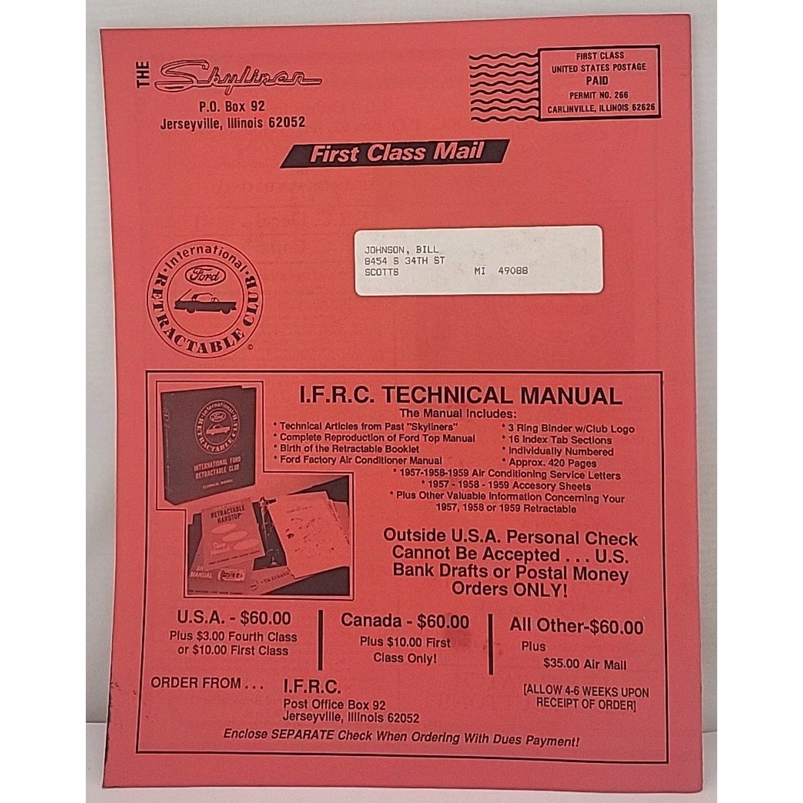 The Skyliner - International Retractable Club - December 1988 Number 101