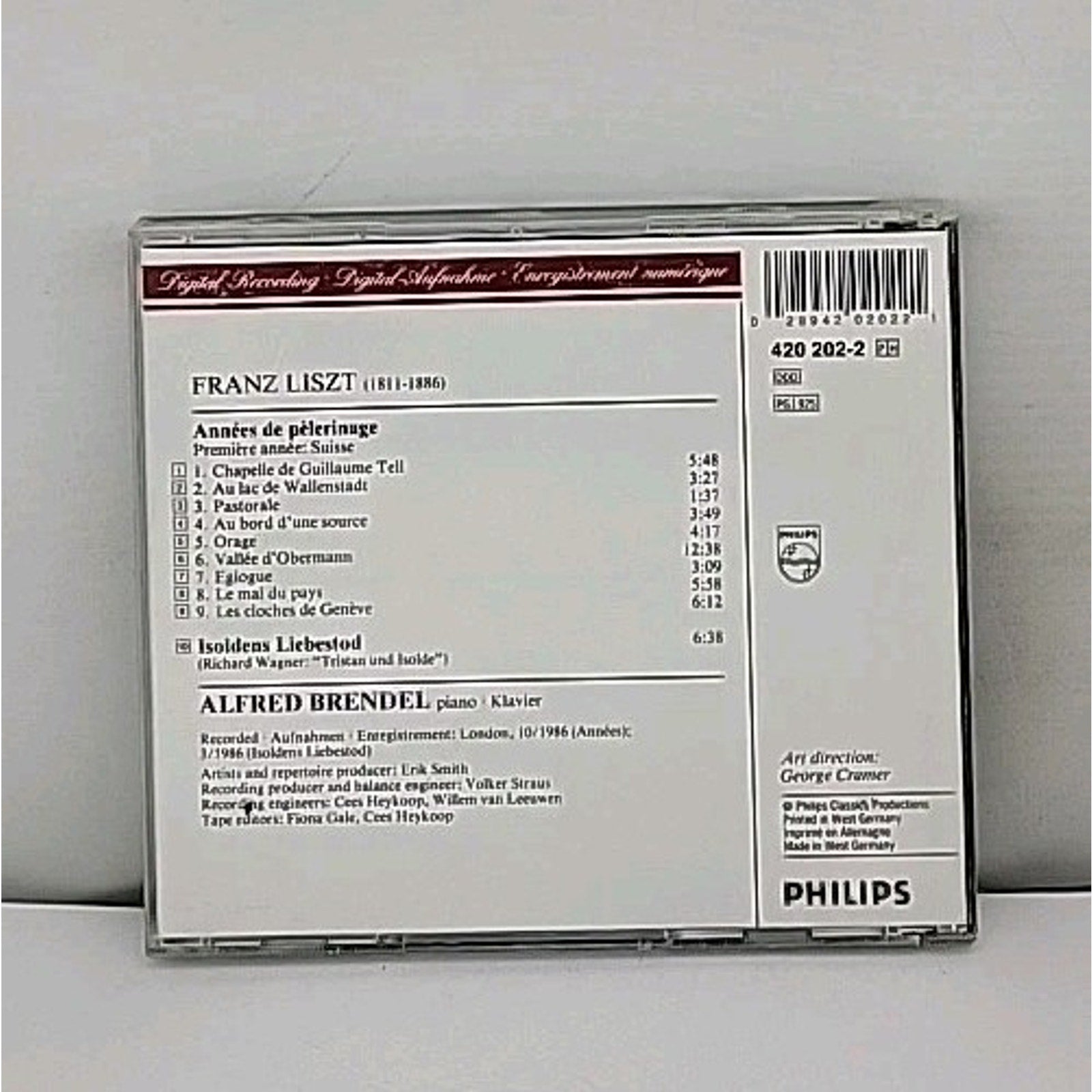Annees De Pelerinage, Book I / Liebestod - Music CD - Liszt,Wagner,Liszt,Brendel