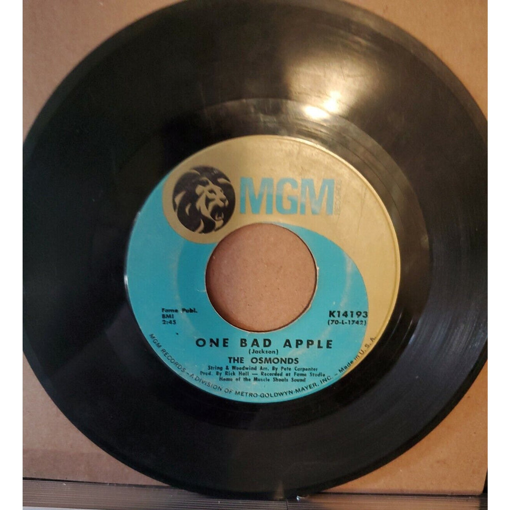 THE OSMONDS HE AIN'T HEAVY HE'S MY BROTHER ONE BAD APPLE 45 record