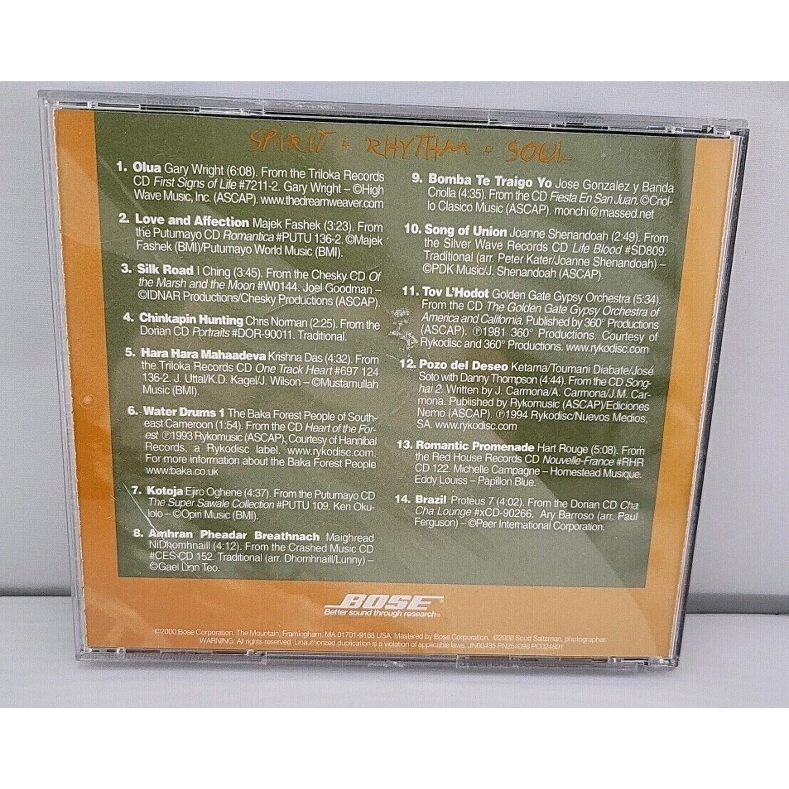Bose Hear The Voice Of The World Spirt Rhythm Soul CD 2000 Bose 14 Tracks