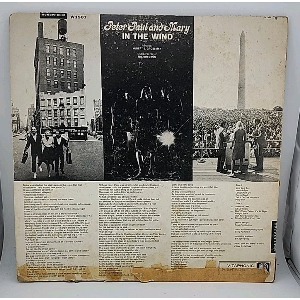 Peter Paul and Mary - In the Wind Vinyl LP Record Album 1963 Warner Bros. W1507