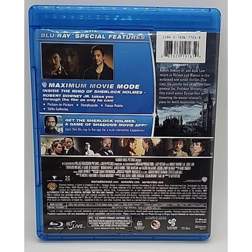 Sherlock Holmes: A Game of Shadows (Blu-ray/DVD, 2012, 2-Disc Set