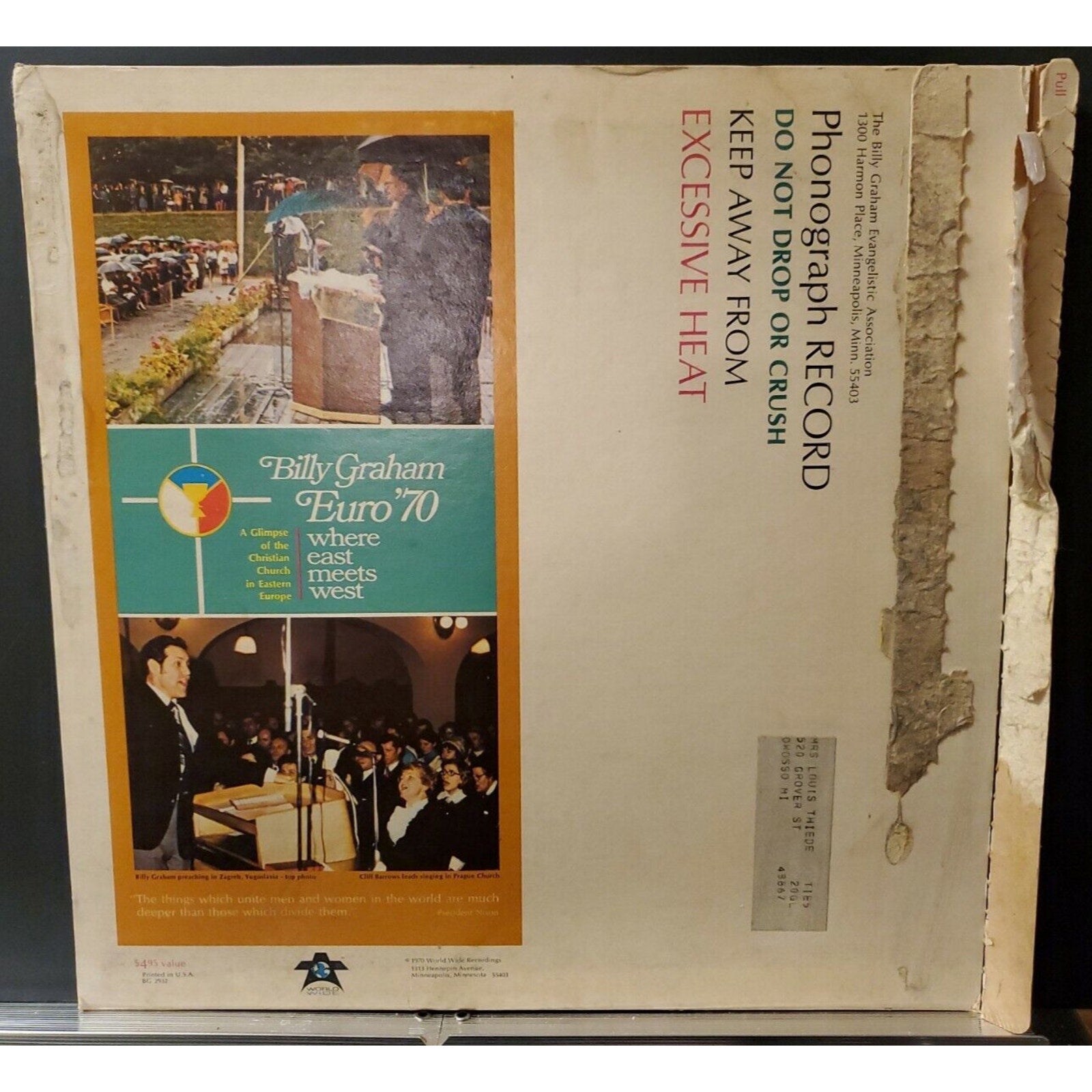 Billy Graham...."Euro '70: Where East Meets West" Vinyl Record LP