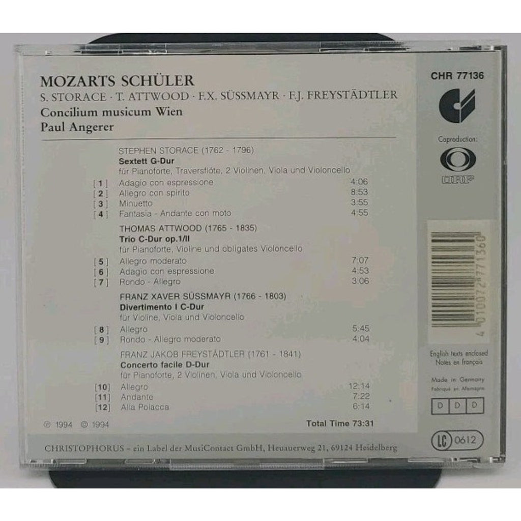 Mozart Schuler Mozart’s Pupils CD Paul Angerer Concilium Musicum Wien