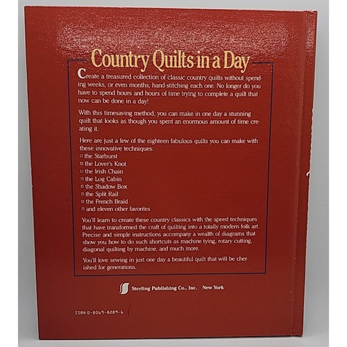 "Country Quilts in a Day" Quilting Pattern Book Hardback