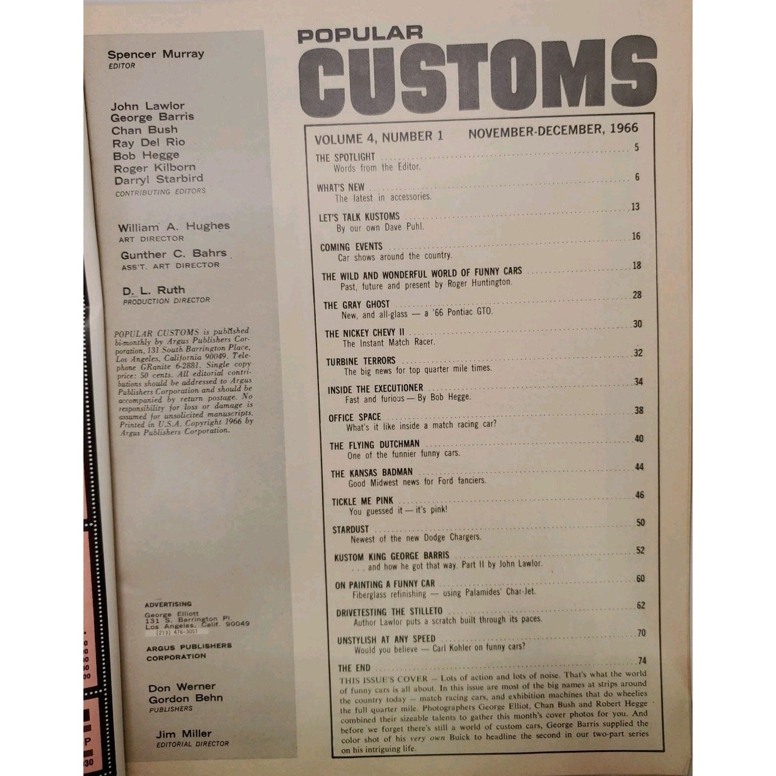 Popular Customs Magazine November/December 1966