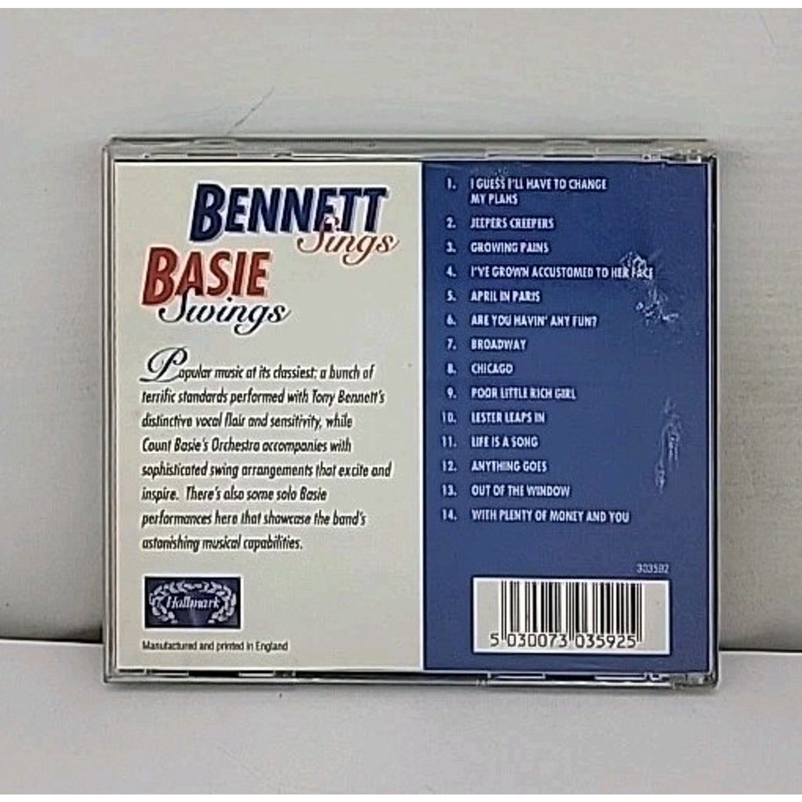 Bennett Sings, Basie Swings by Tony Bennett (CD, 1996, Hallmark Recordings (UK))