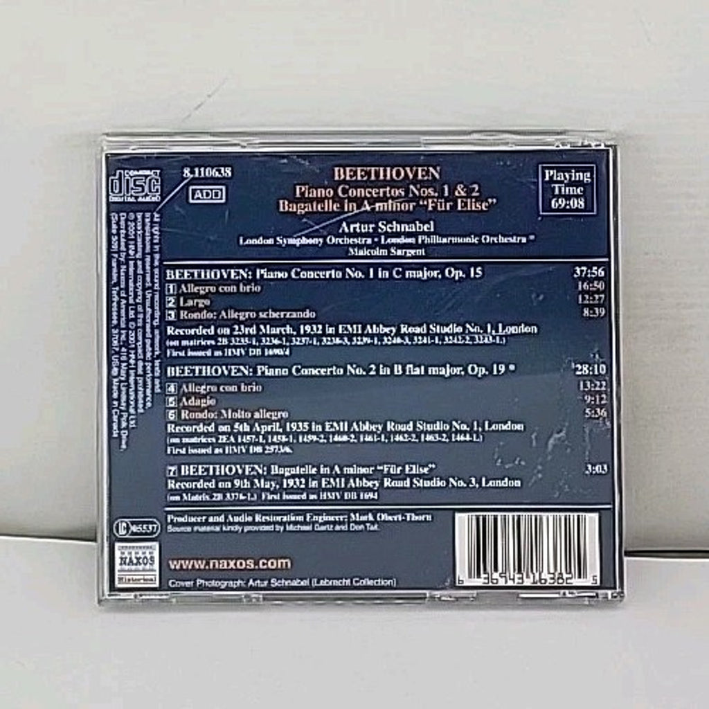 Con Pno 1/2 by Beethoven / Schnabel / Sargent / London Phil (CD, 2001)