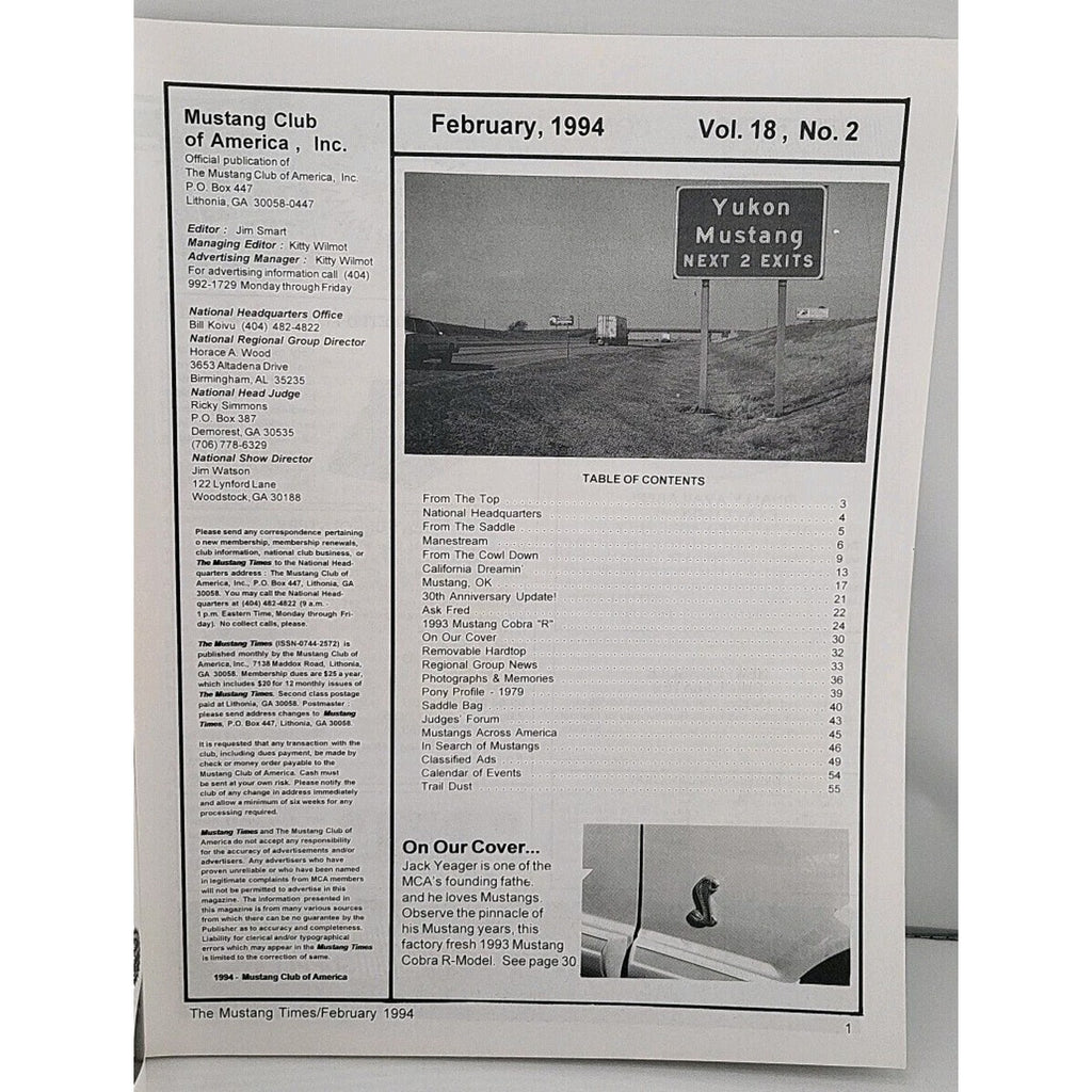 Mustang Times Volume 19 No 2 February 1994
