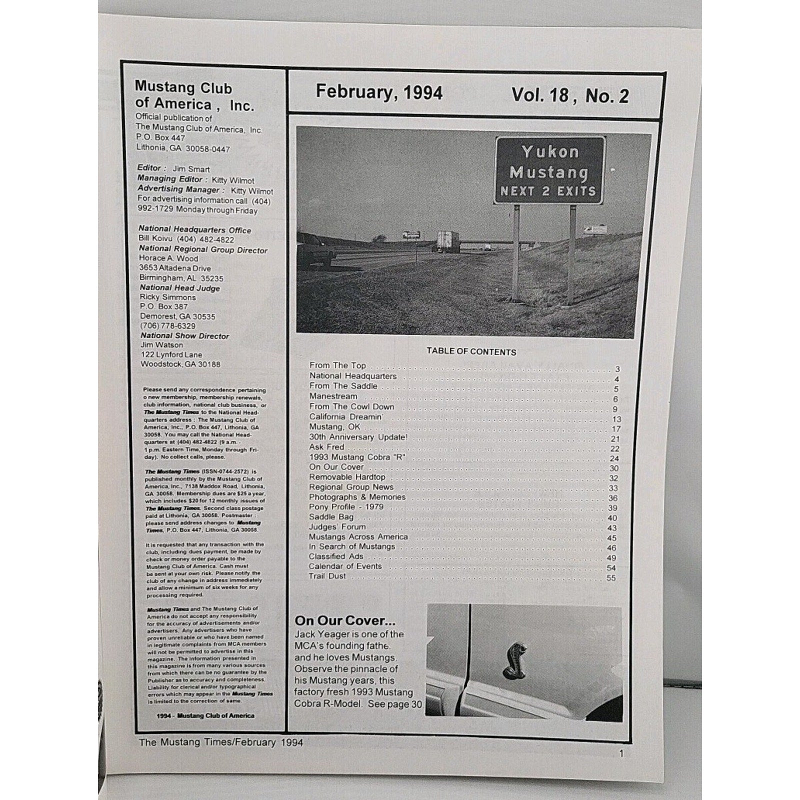 Mustang Times Volume 19 No 2 February 1994