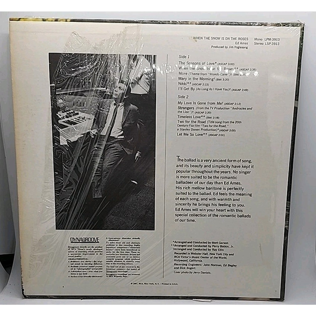 Ed Ames- When The Snow Is On The Roses, 1967 LSP-3913 LPM 3913 Vinyl 12''