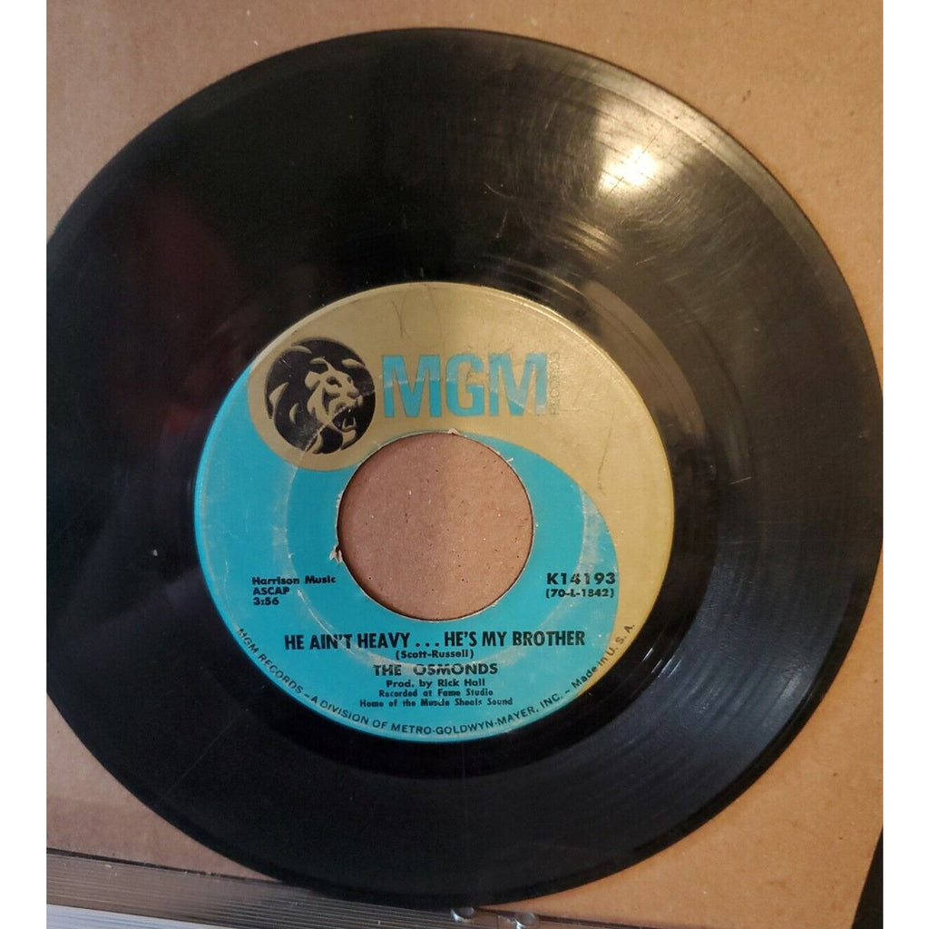 THE OSMONDS HE AIN'T HEAVY HE'S MY BROTHER ONE BAD APPLE 45 record