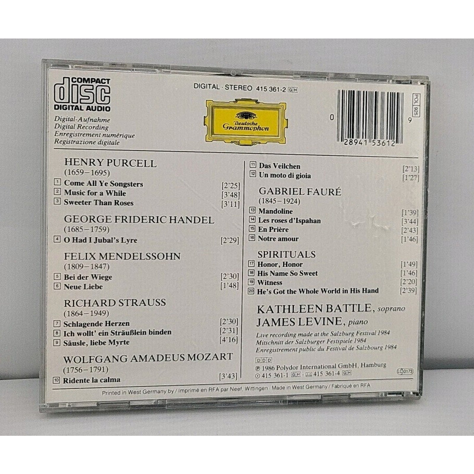 Kathleen Battle - Salzburg Recital - Audio CD By Kathleen Battle