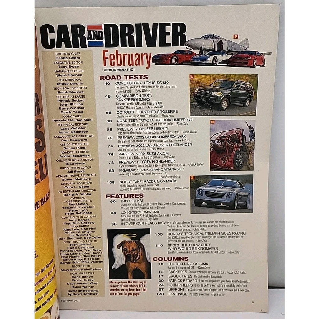 Car And Driver Magazine - February 2001 - Volume 46 Number 8