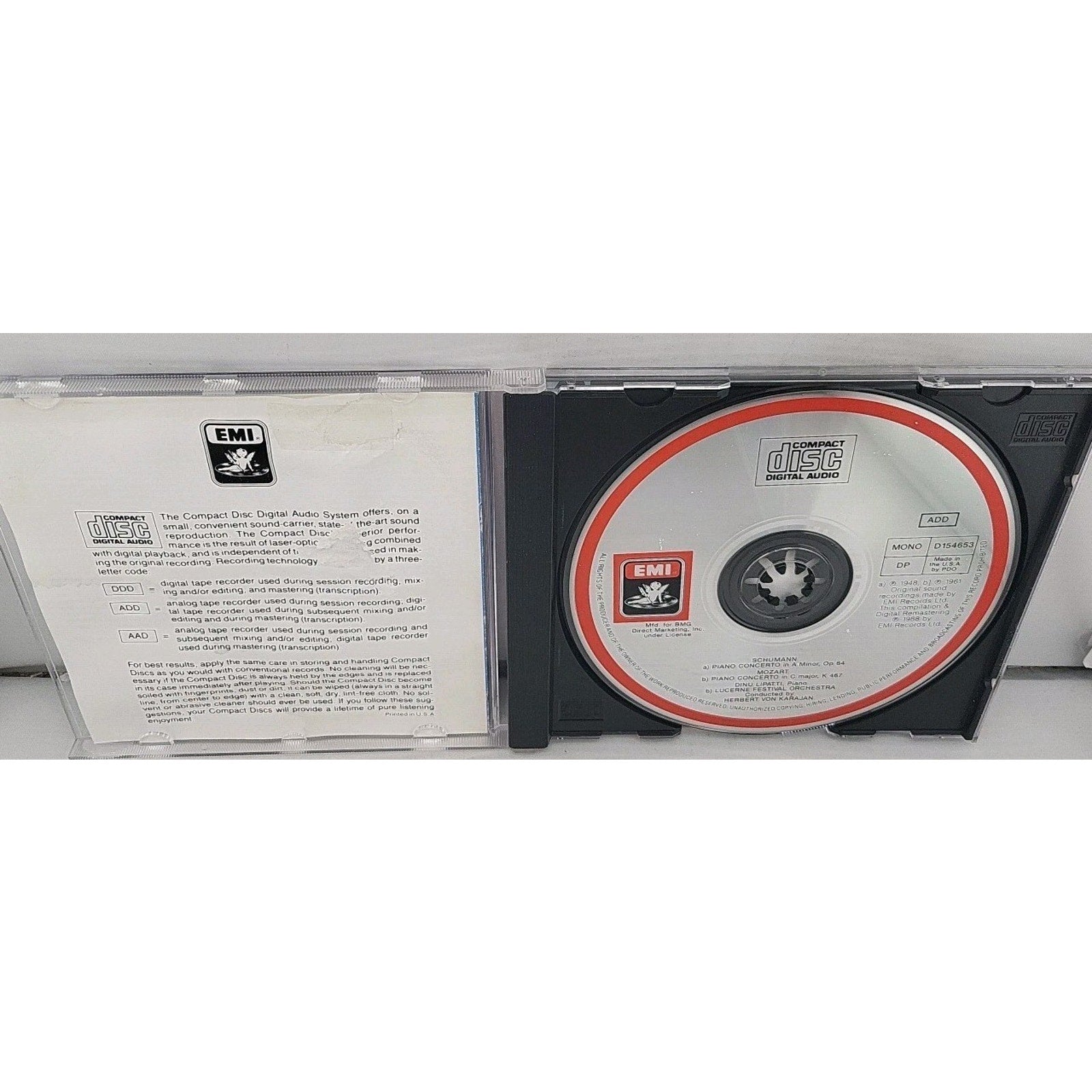 Schumann / Mozart / Lipatti / Karajan Piano Concertos CD Herbert Von Karajan