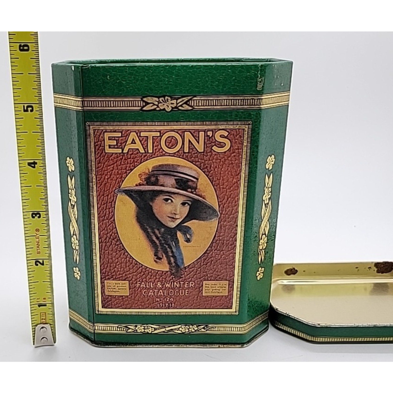 Collectible Tin Eaton Reflections with 1917-18 Fall & Winter Catalogue. 7" Tall