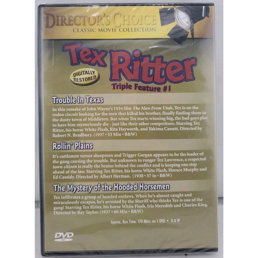 Tex Ritter Triple Feature #1 (DVD, 2008) *Brand New*