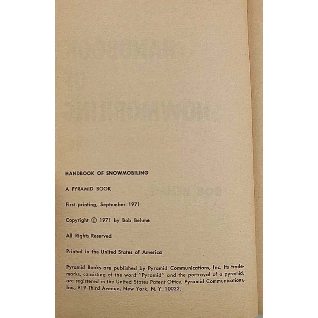 Handbook Of Snowmobiling By Bob Behme