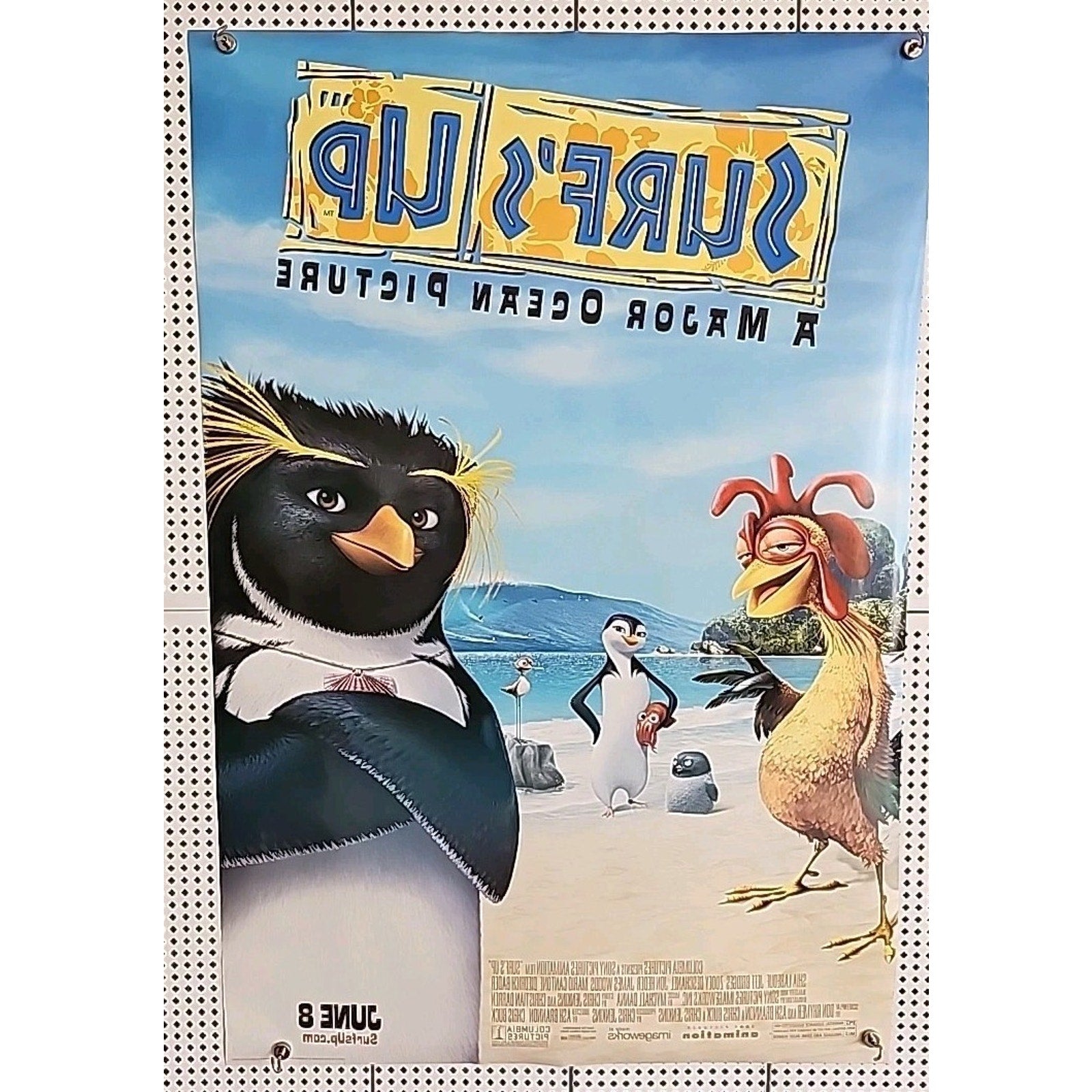 Surfs Up Movie Poster Jeff Bridges Zoey Deshanel Original One Sheet 27x40 2007