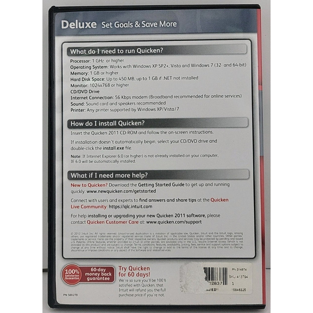 Quicken Deluxe Set Goals & Save More Disc