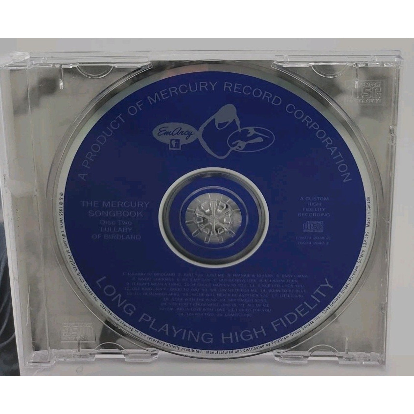 The Mercury Records Songbook Lullaby of Birdland CD