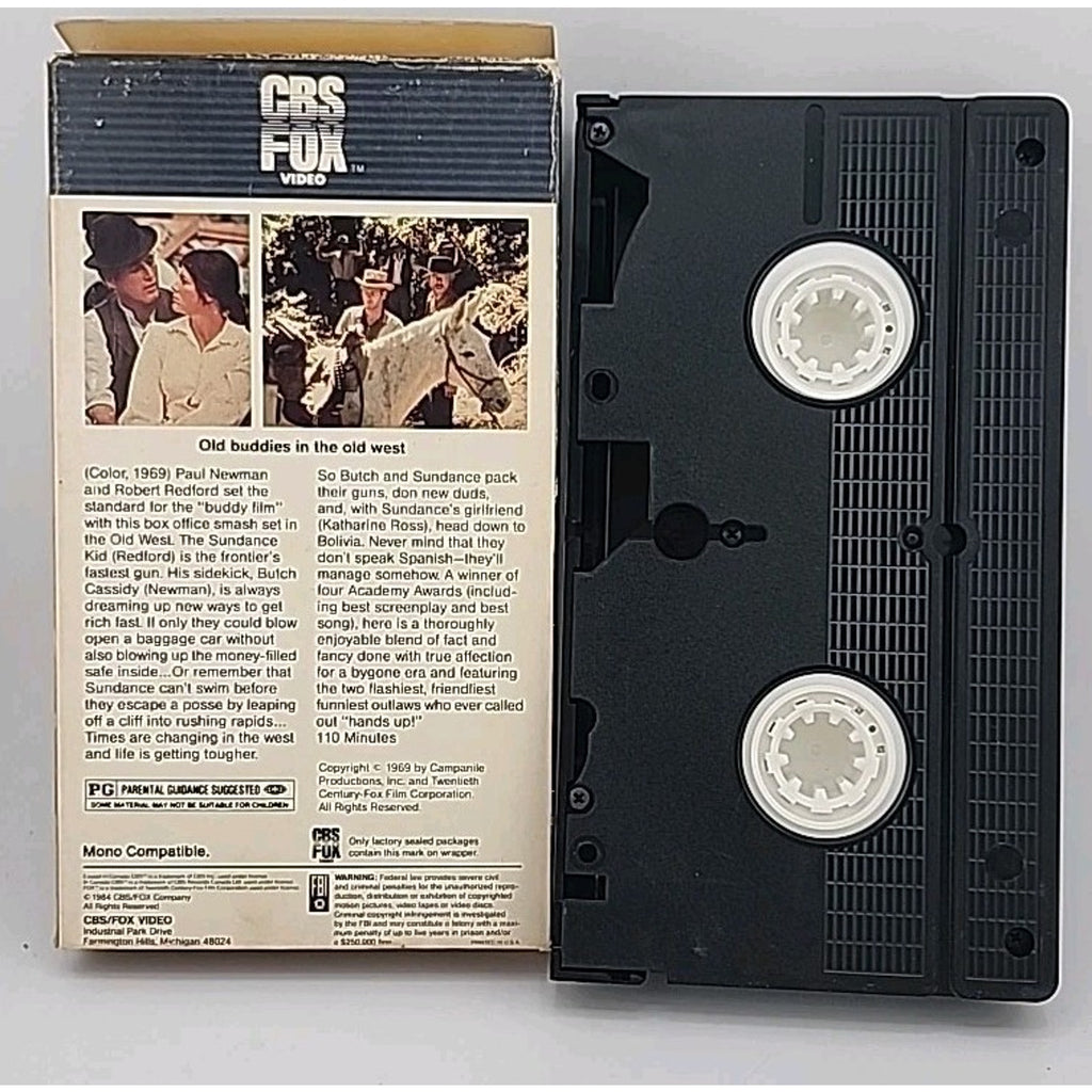 Butch Cassidy and The Sundance Kid VHS 1984 CBS FOX Classic Film